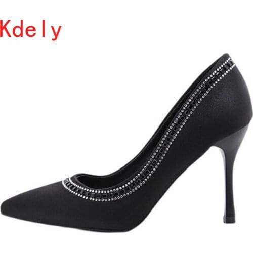 2021 Fashion Office Ladies High Heels Women Party Shoes Elegant Women Pumps Pointed toe Woman Black Shoes Thin Heel 9cm