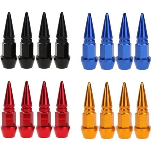 4Pcs Aluminum Alloy Car Bike Tire Valve Stem Cap Spike Shaped Metal Dust Covers Lid for Bicycle Motorcycle Moto Auto Accessories