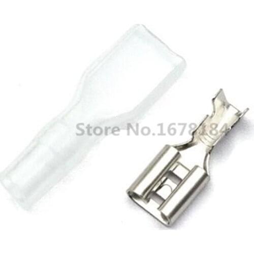 50sets 4.8 mm With Transparent Sheath Inserted Spring 4.8mm Female Connector Terminal Faston With Insulator For Wire