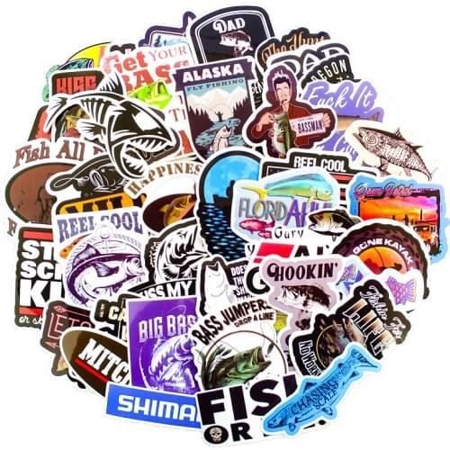 50pcs Funny creative Go fishing Stickers For window suitcase skateboard laptop Car sticker Fashion Car Styling DIY decal toys