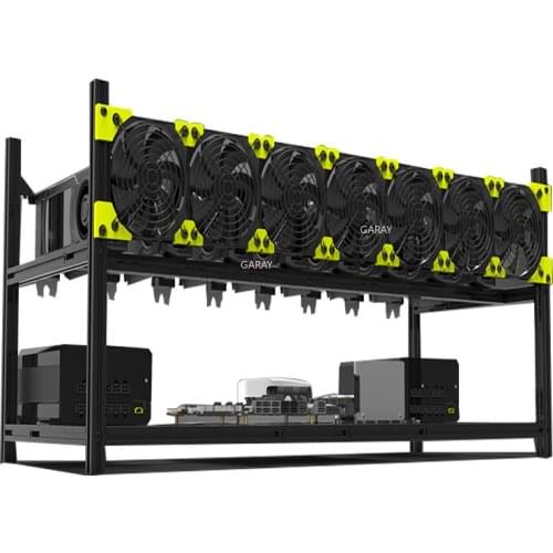 8GPU Aluminum Stackable Open Air Mining Computer Frame Rig Ethereum Veddha Black Mining Rack for Bitcoin ETH Cryptocurrency