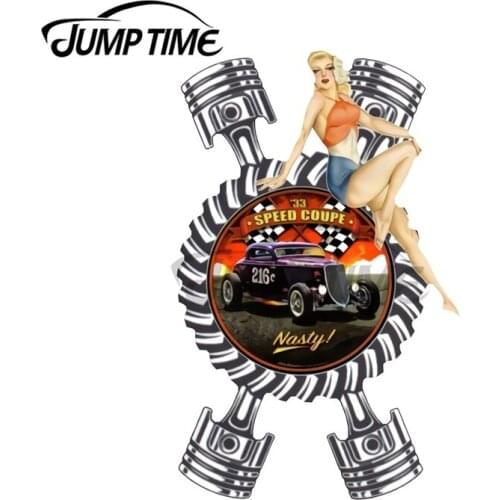 JumpTime 13 x 6.5cm Copy of Fill Her Up Gas Station Pin Up Personality Car Sticker Surfboard Truck Decal Sunscreen Car Styling