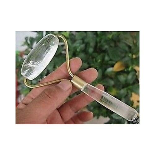 Free shipping NATURAL QUARTZ CRYSTAL MASSAGE WAND POWERFUL HEALING Buddha Garden Decoration 100% real Tibetan Silver Brass