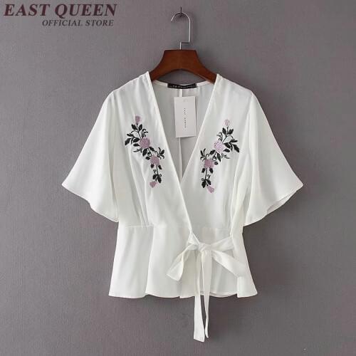 Embroidered blouse boho style hippie blouse clothing ladies women female embroidered mexican blouse NN0593 Y