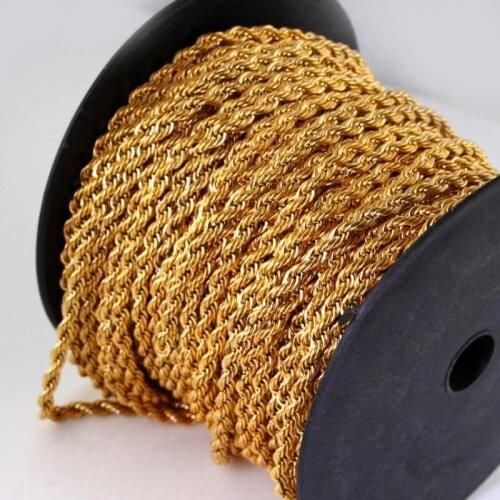 Granny Chic Rock Cool Men Women Gold/Silver 316L Stainless Steel Twisted Chain Wholesale Jewelry Rope Chain 3.8mm 5/10/20 Meters