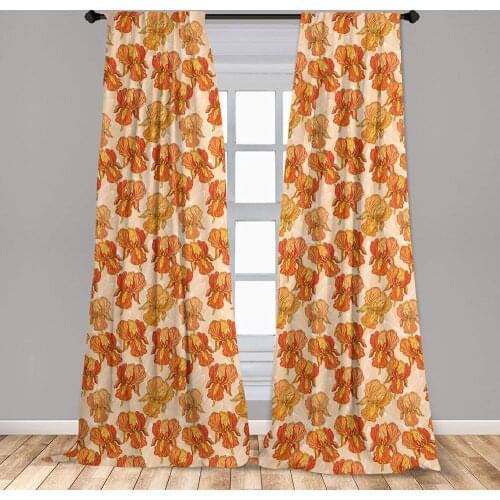 Floral Curtains Iris Flower Petals Blooming Florets Beauty Shabby Form Artwork Window Treatments for Living Room Bedroom