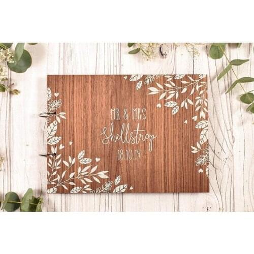 Custom Wooden Wedding Photo Album Book,Personalized Guest Book,Your Name and Date Guest Book,Rustic Wedding Guestbook,Gifts