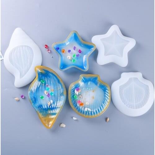 DIY Crystal Epoxy Resin Mold Starfish Conch Shell Dish Silicone Mold Handmade Epoxy Mold For Resin