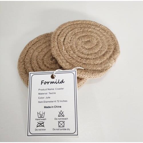 Formild Jute Placemat Hand-Woven Cotton Rope Dining Table Mat Insulation Pad Disc Bowl Pads Pot Holder Drink Cup Coaster