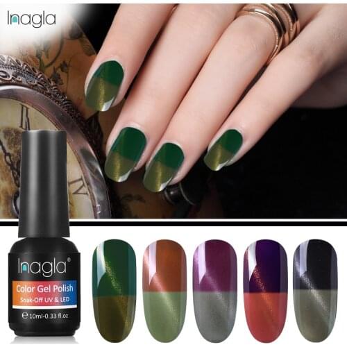 Inagla 10ml Temperature Color-Changing Cat Eye Gel 28 Colors Soak Off UV & LED Varnish Long Lasting Manicure Acrylic Lacquers