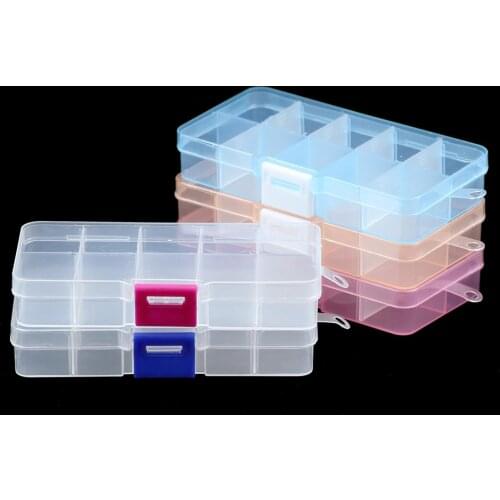 HGKLBB Adjustable 10 Slots Plastic Storage Box packaging transparent Tool Case Jewelry box Organizer Earrings Rings Gift Boxes