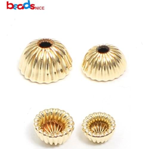 Beadsnice ID39886smt2 5pcs/lot Gold Filled Bead End Caps for Jewelry Making Findings Needlework Diy Accessories Wholesale