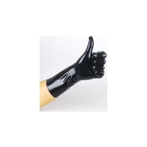 Latex gloves 5 finger gloves rubber gloves to wrist black red S M L moulded gloves