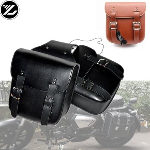 Motorcycle Saddle Bags PU Leather Motorbike Side Tool Tail Bag Luggage for Harley Universal for yamaha honda kawasaki suzuki ktm
