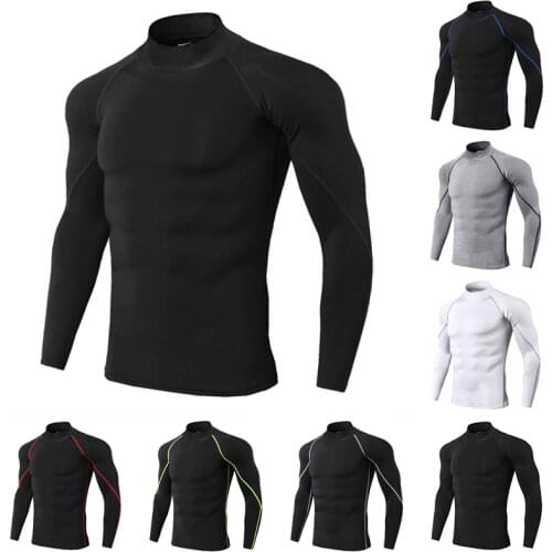 Mens Running Shirt Bodybuilding Sport T-Shirt Quick Dry Long Sleeve Compression Top Gym T Shirt Men Fitness Tight Rashgard