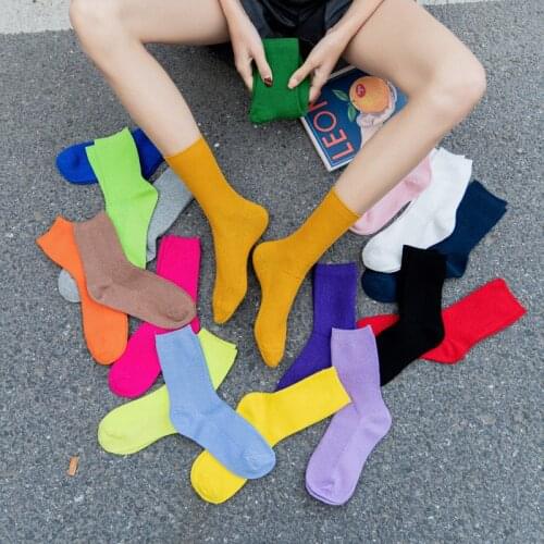Soft cotton Fluorescence colors 34,35,36,37.38,39 EU Size Women Casual Socks Novelty Cute Socks Candy Colors Fun Happy Socks