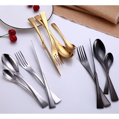 304 Stainless Steel Black Silver Blue Gold Cutlery Tableware Set Dinnerware Sets Dinner Knife Fork Teaspoon Drop Shipping 4pc