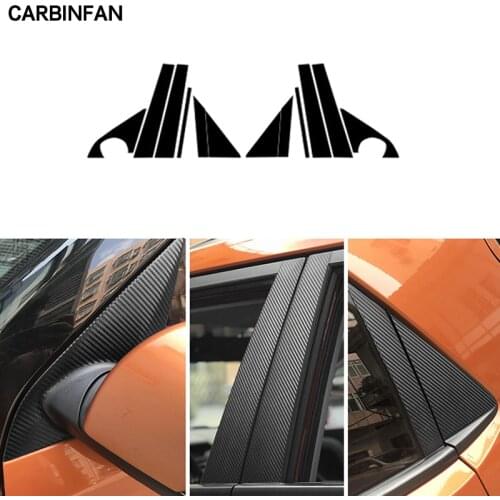 Car Styling Carbon Fiber Window Trim Garnish Pillar Middle Sticker Decoration Film Stickers For Hyundai Creta / ix25 2015 - 2018