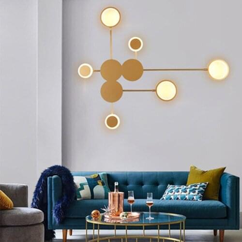 Gold Molecular Art Led Wall Light Rotatable Bedside Light Sconce For Reading Stair TV Backfround Living Room Bedroom Decorations