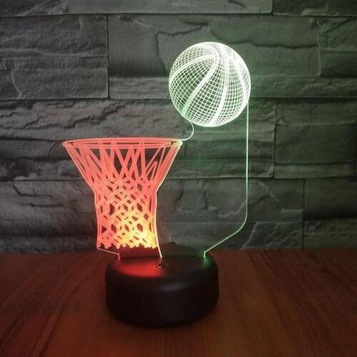 New Basketball Frame Led 3d Nightlight Creative Colorful Moderne Desk Lamp Touch Charging Visual 3D Gift Table Lamp For Bedroom