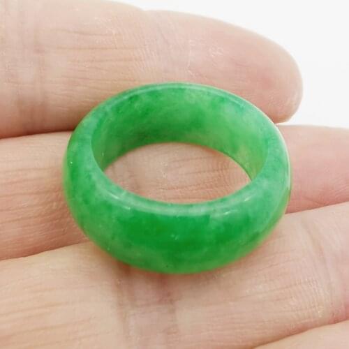 Charm Size 9# 10# Men Green Fuchsia Jades Rondelle Ring Width 9MM Ring 1PCS