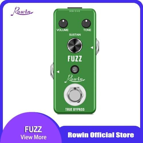 Rowin LEF-306 FUZZ Guitar Effect Pedal with Volume Tone Sustain Control Knob Aluminum Alloy Shell True Bypass Guitar Accessories