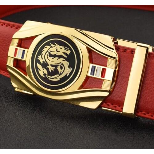 The New high quality unisex red belt, business casual fashion leather belt, mens belt mens metal automatic buckle