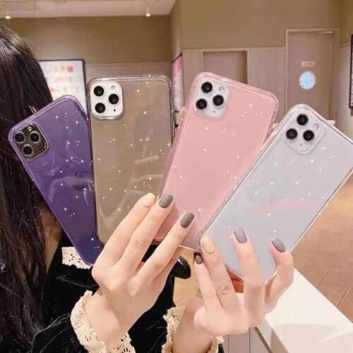 Luxury Glitter Transparent Silicone Phone Case For iPhone 12 Pro XR XS 11 Pro Max Soft Protection Cover On 6S 7 8 Plus Shell
