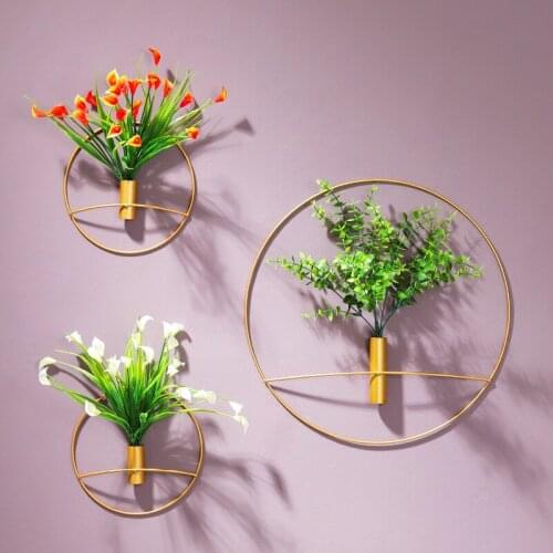 Nordic light luxury iron art circular flower wall hanging creative home living room bedroom wall decoration mural bedroom decor