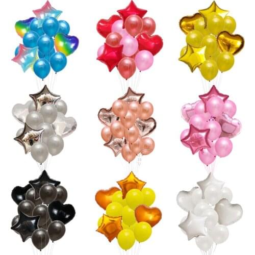 14pcs Latex balloons star foil Balloon Happy Birthday Party Decorations Wedding Festival inflatable Ballon Air Globos Supplies