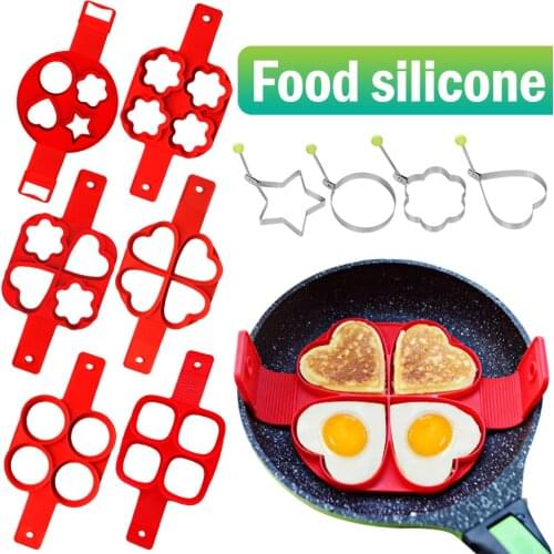 Silicone Egg Ring Pancake Maker Mould Reusable Nonstick Fried Egg Shaper Omelette Moulds for Kitchen Baking Cooking Accessories