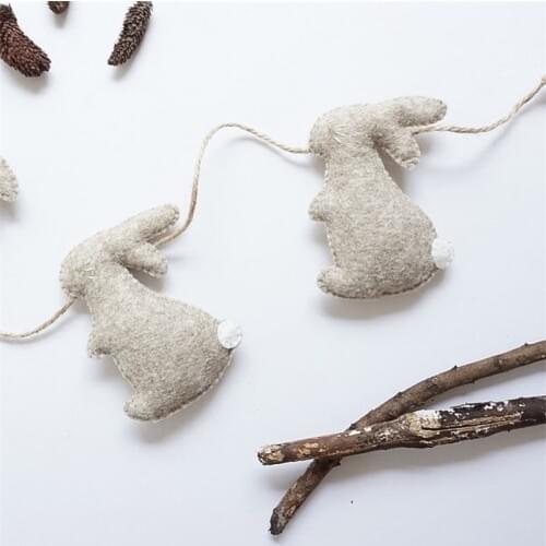 Nordic Felt Rabbit Garland Party Banner Kids Room Nursery Hanging Wall Decor Christmas Best Gifts Baby Shower Bunting Ornament