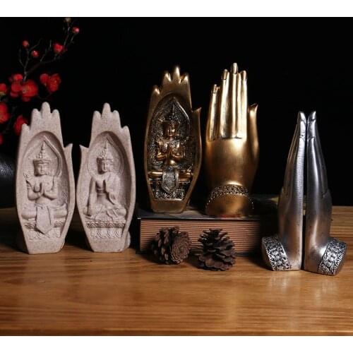 2pcs Hands Sculptures Buddha Statue Monk Figurine Tathagata India Modern Yoga Nordic Home Decor Office Decoration Accessories