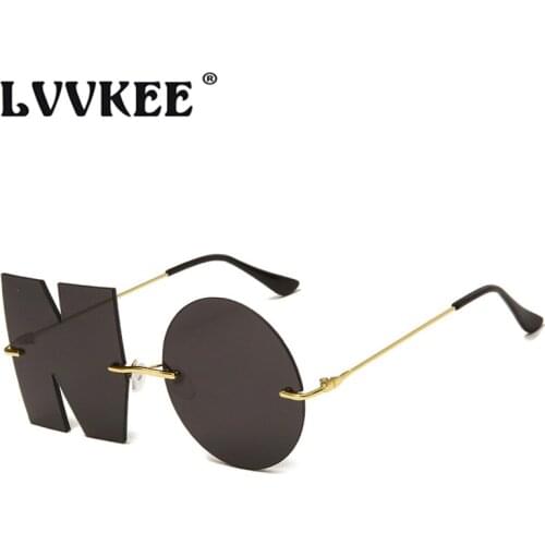 Latest Fashion Decorative Black NO Lens Sunglasses Men/Women Brand Design Rimless Sun Glasses For Male Unique Creativity Oculos