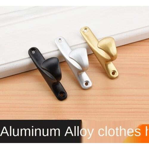 Modern and Simple Black Aluminum Alloy Clothes Hook Sliding Door Hardware
