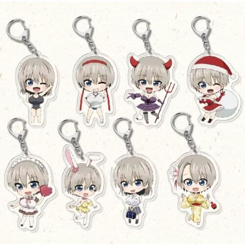 Uzaki-chan Wa Asobitai Uzaki Hana Anime Cute Acrylic Figure Keychain Keyring Decoration Collection Model Toy