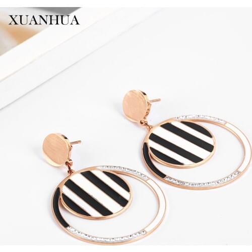 XUANHUA Circle Shape Drop Earrings For Women Stainless Steel Jewelry Woman Vogue 2019 Jewelry Accessories Bohemian