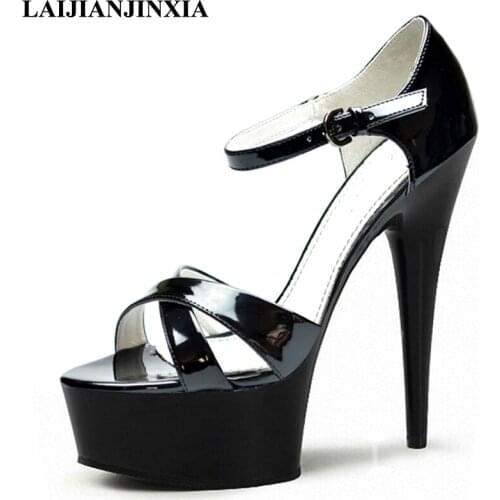 LAIJIANJINXIA 2018 Same Star Women Dancing Shoes Holiday Nightclub Party Queen 15cm High Heels Platform Sandals Pole Dance Shoes