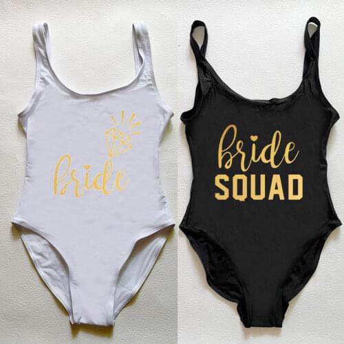 Plus Size One Piece Swimsuit Women Swimwear BRIDE SQUAD Bachelor Wedding Party Sexy Bodysuit Bating Suit 2021 New Beachwear