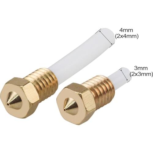 1Pc E3D V6 Extruder Brass Nozzle PTFE tube can through 0.4mm For 1.75mm/3mm Filament Copper Nozzle Print Head