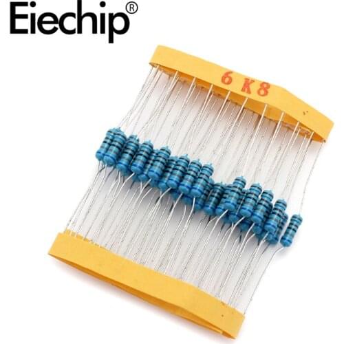100pcs/lot 0.5W 1 ohm 1% Metal film resistor 1/2W resistance 6.8K Electronic resistors
