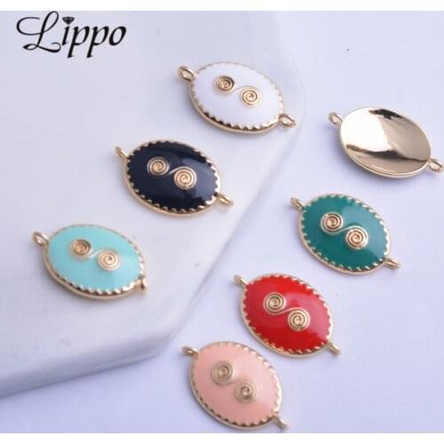 12pcs 9*17mm Copper Oval Enamel Bracelet Connecto High-quality Gold Color Jelwery component