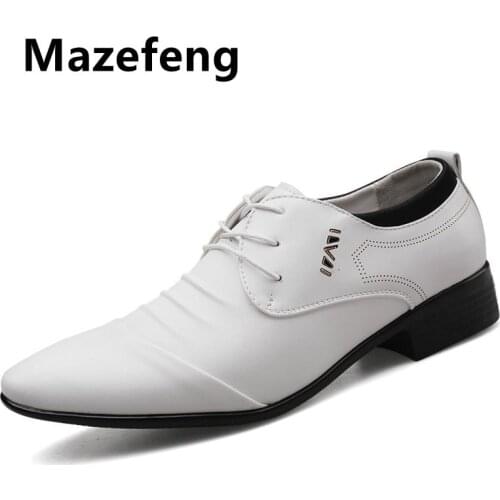 2019 Men Formal Shoes White Leather Business Casual Shoes High Quality Men Dress Office wedding Shoes Male Breathable Oxfords