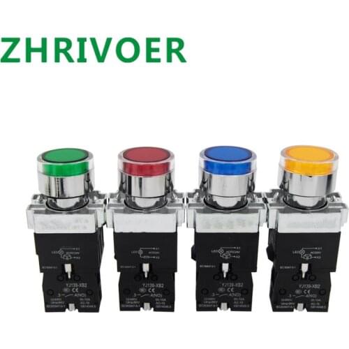 22mm Momentary XB2-BW3361 Round Push Button Switch with LED light 1NO 24V/AC220V/AC380V ZB2-BE101C