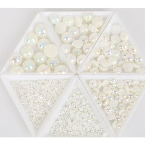 3/4/5/6/8/10/12/14mm Beige Semicircular Pearls Flat Bottomed Without Hole Pearl Patch Jewelry Accessories