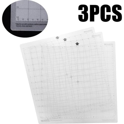 3pcs Replacement Cutting Mat Transparent Adhesive Mat with Measuring Grid PP Engraving Board DIY 12*12"