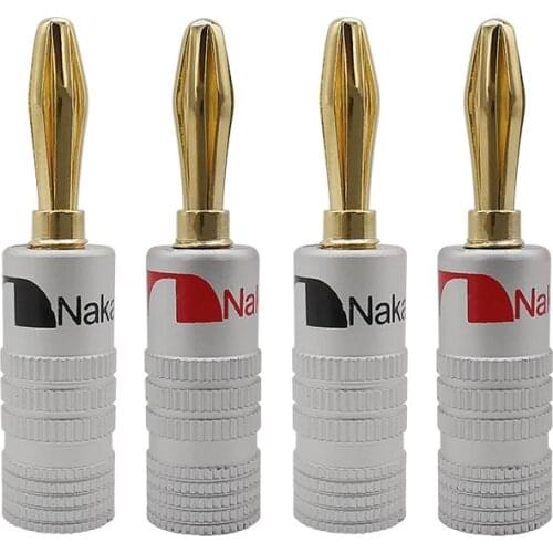 4Pcs 4mm Banana Plug Wire Connector Gold-plated 4 mm Banana Male Plugs Audio Speaker Cable Connector Black & Red