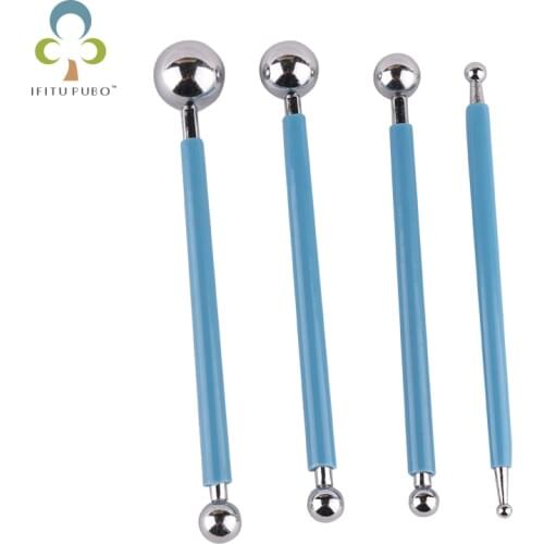 4pcs/set Sugarcarft Fondant Cake Decorating Carving Tool Kit Molding Ball Sticks Kitchen Accessories Polymer Clay Tools GYH