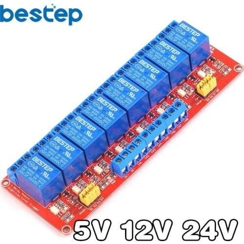 5V 12V 24V 8 Channel Relay Module High and Low Level Trigger with Optocoupler Relay Output 8 way Relay Module for Arduino