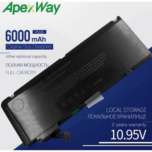 ApexWay 6000mAh 65.7Wh A1322 A1278 New battery for Apple macbook pro 13 inch a1278 2009 2010 2011 2012 mb990ll / a mb991ll / a